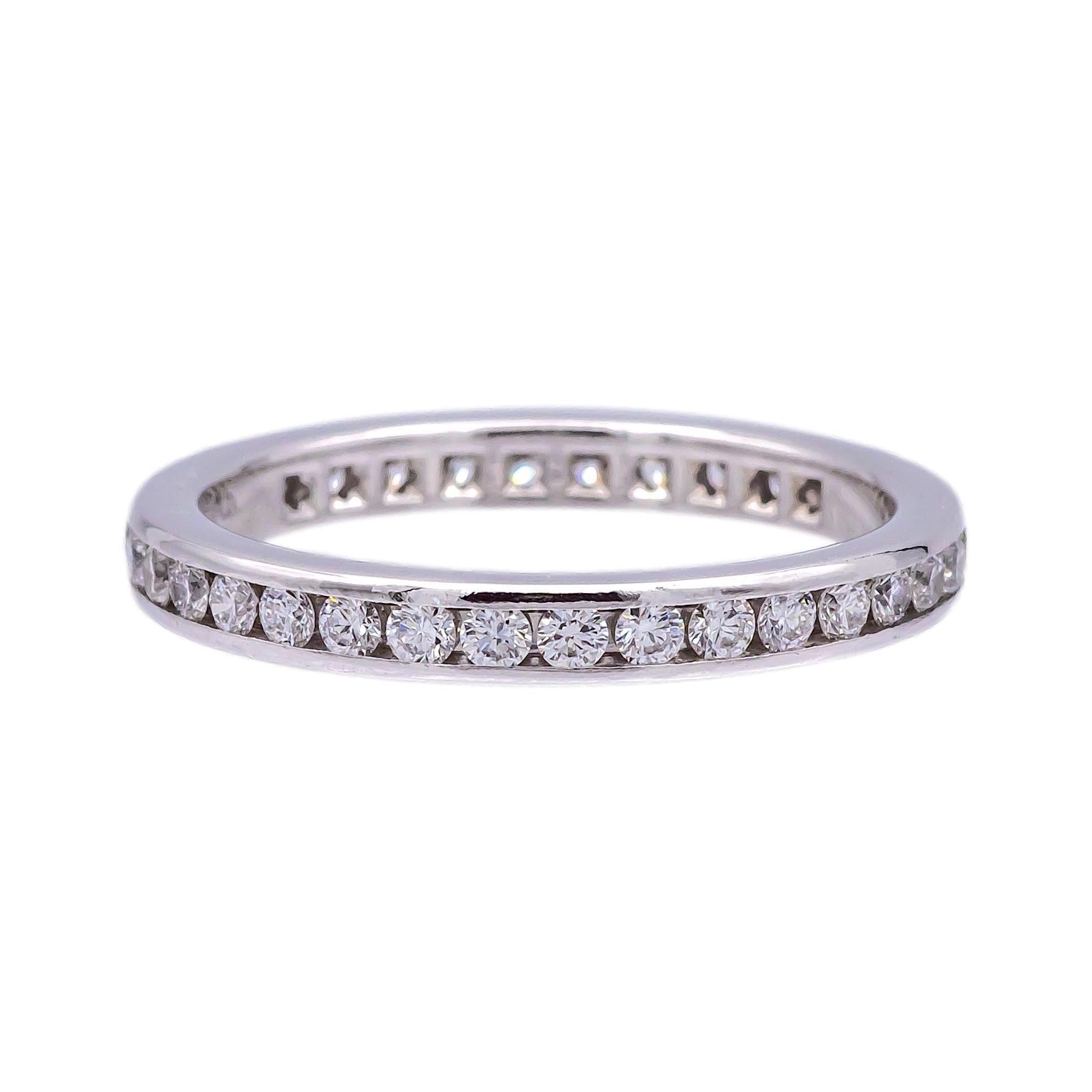 Round Cut Tiffany and Co. Platinum and Diamond 0.56ct Full Circle  Band Ring Sze 5.75
