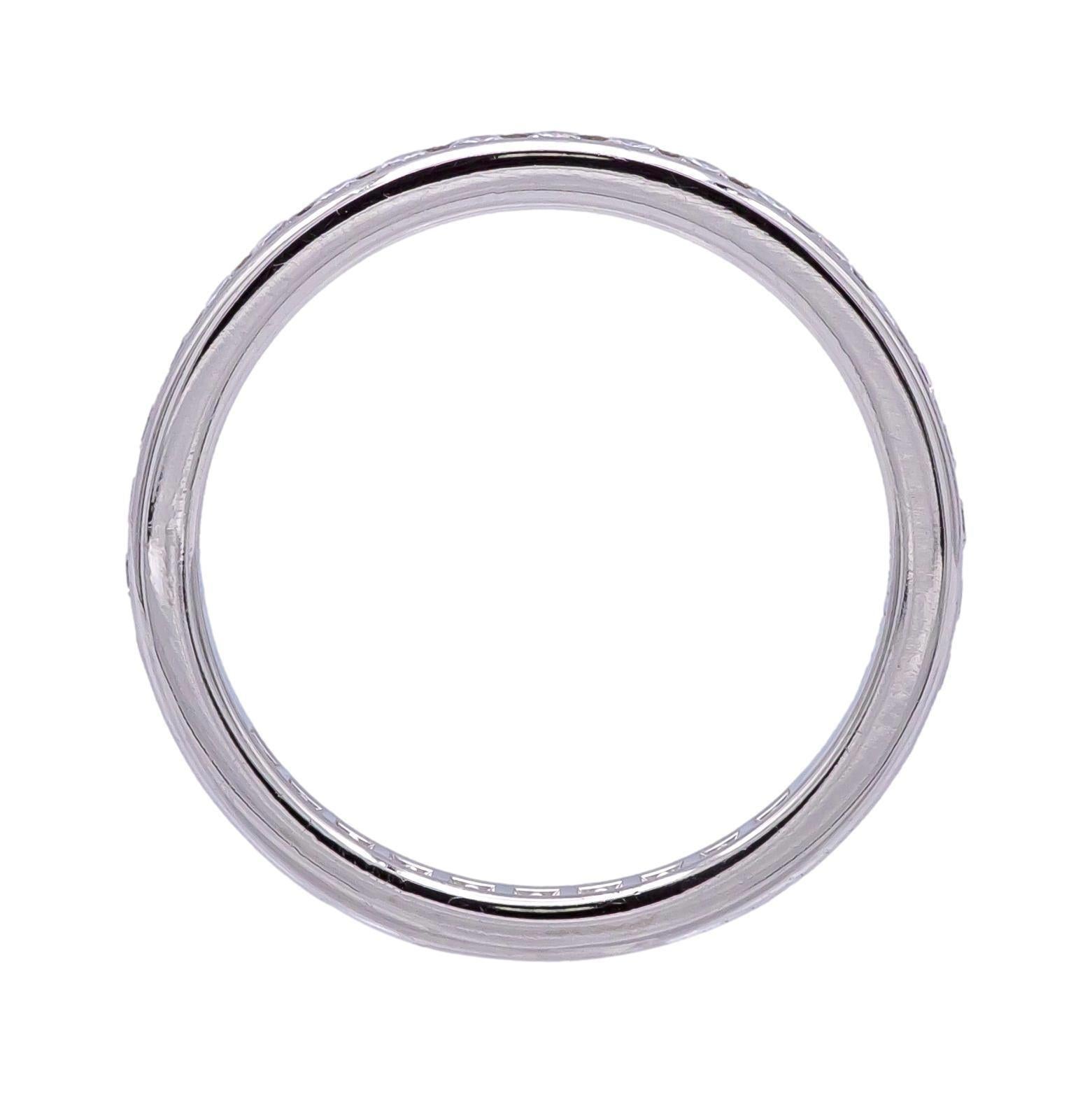 Tiffany and Co. Platinum and Diamond 0.56ct Full Circle  Band Ring Sze 5.75 In Excellent Condition In New York, NY