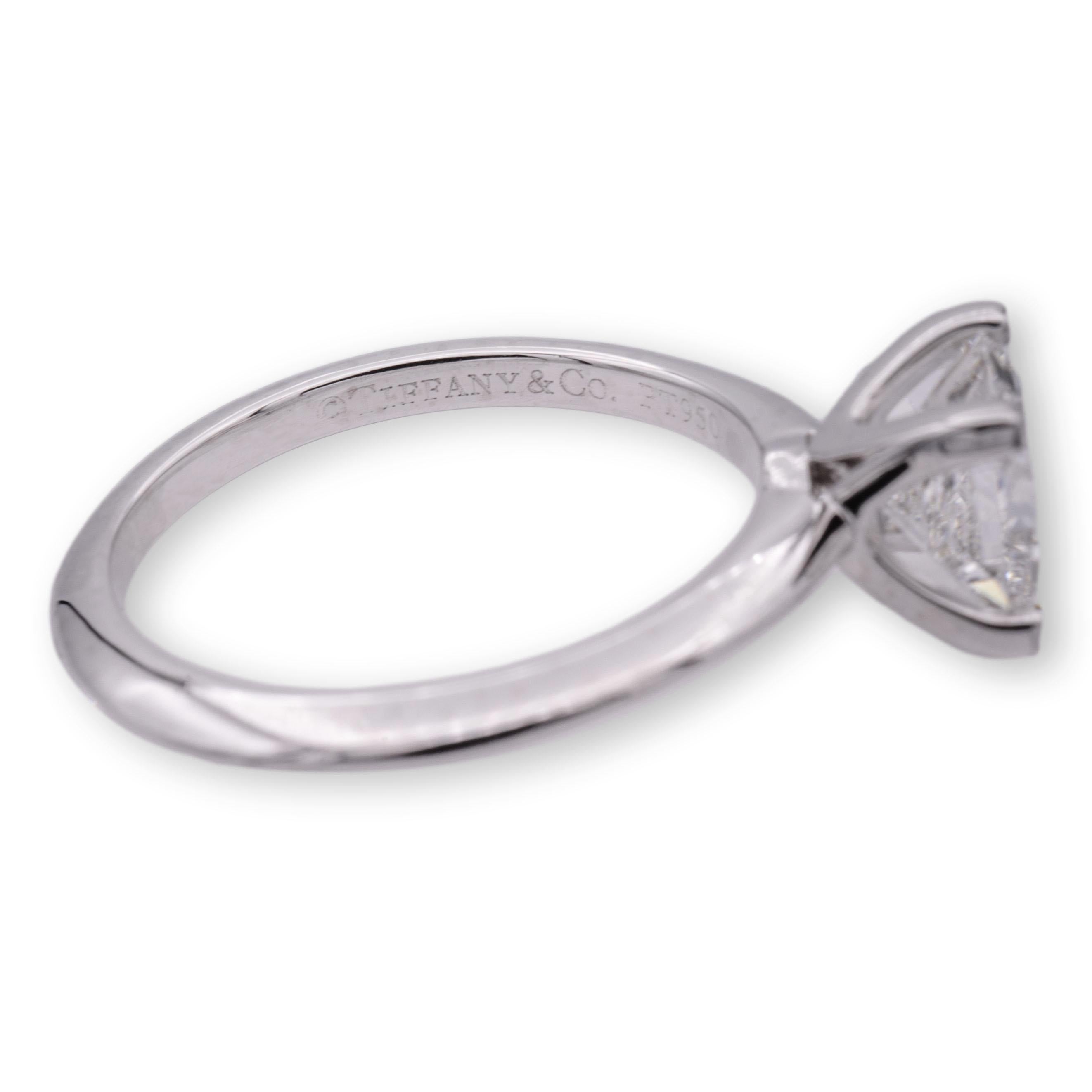 Princess Cut Tiffany and Co. Platinum Diamond Engagement Ring 1.04 Ct Princess Solitaire FVS1