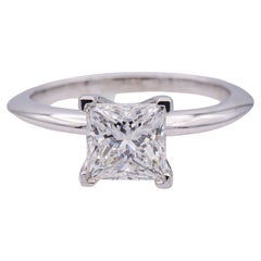 Tiffany and Co. Platinum Diamond Engagement Ring 1.04 Ct Princess Solitaire FVS1