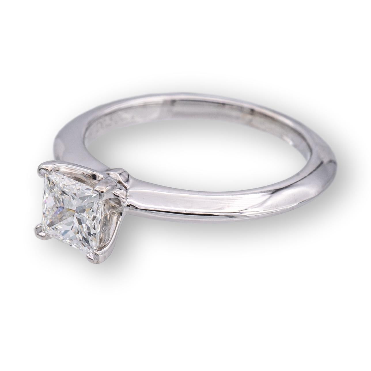 Princess Cut Tiffany and Co. Platinum Diamond Engagement Ring .50 Ct Princess Solitaire FVVS2