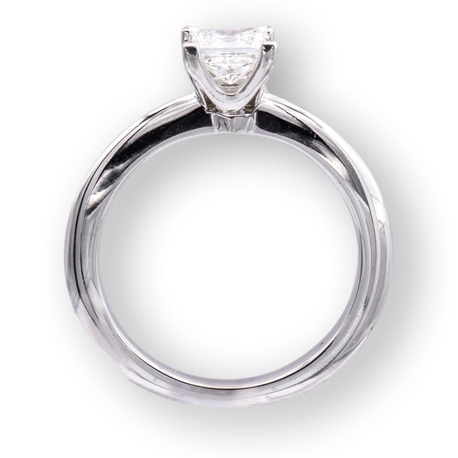Tiffany and Co. Platinum Diamond Engagement Ring .50 Ct Princess Solitaire FVVS2 In Excellent Condition In New York, NY