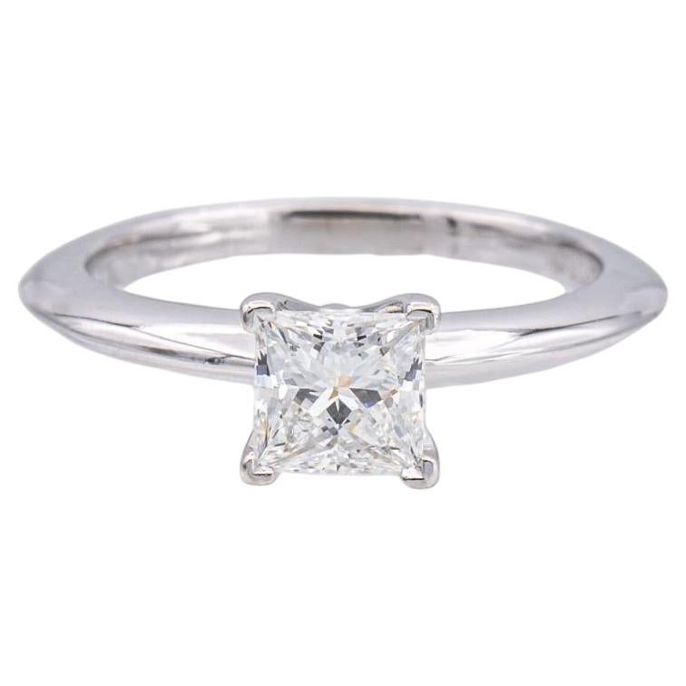 Tiffany and Co. Platinum Diamond Engagement Ring .50 Ct Princess Solitaire FVVS2