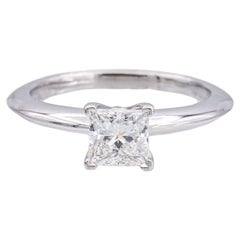 Tiffany and Co. Platinum Diamond Engagement Ring .50 Ct Princess Solitaire FVVS2