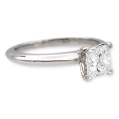 Tiffany and Co. Platinum Diamond Engagement Ring .70 Ct Princess Solitaire FVS2