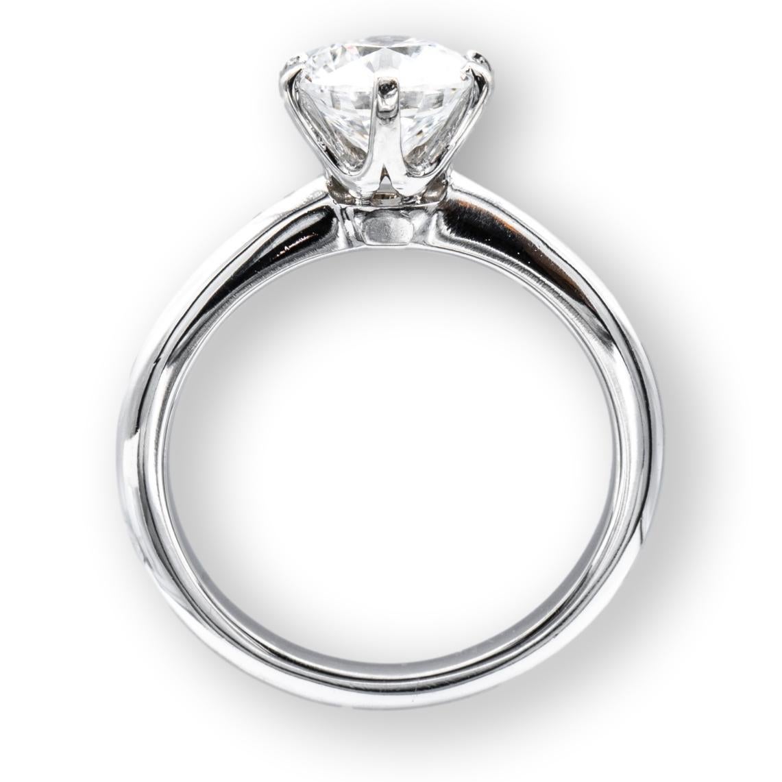 Tiffany and Co. Platinum Diamond Engagement Ring Round 1.70ct DSI1 w/Receipt In Excellent Condition In New York, NY