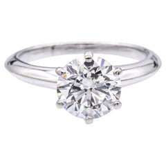 Tiffany and Co. Bague de fiançailles en platine avec diamant rond 1,70 carat DSI1 avec reçu