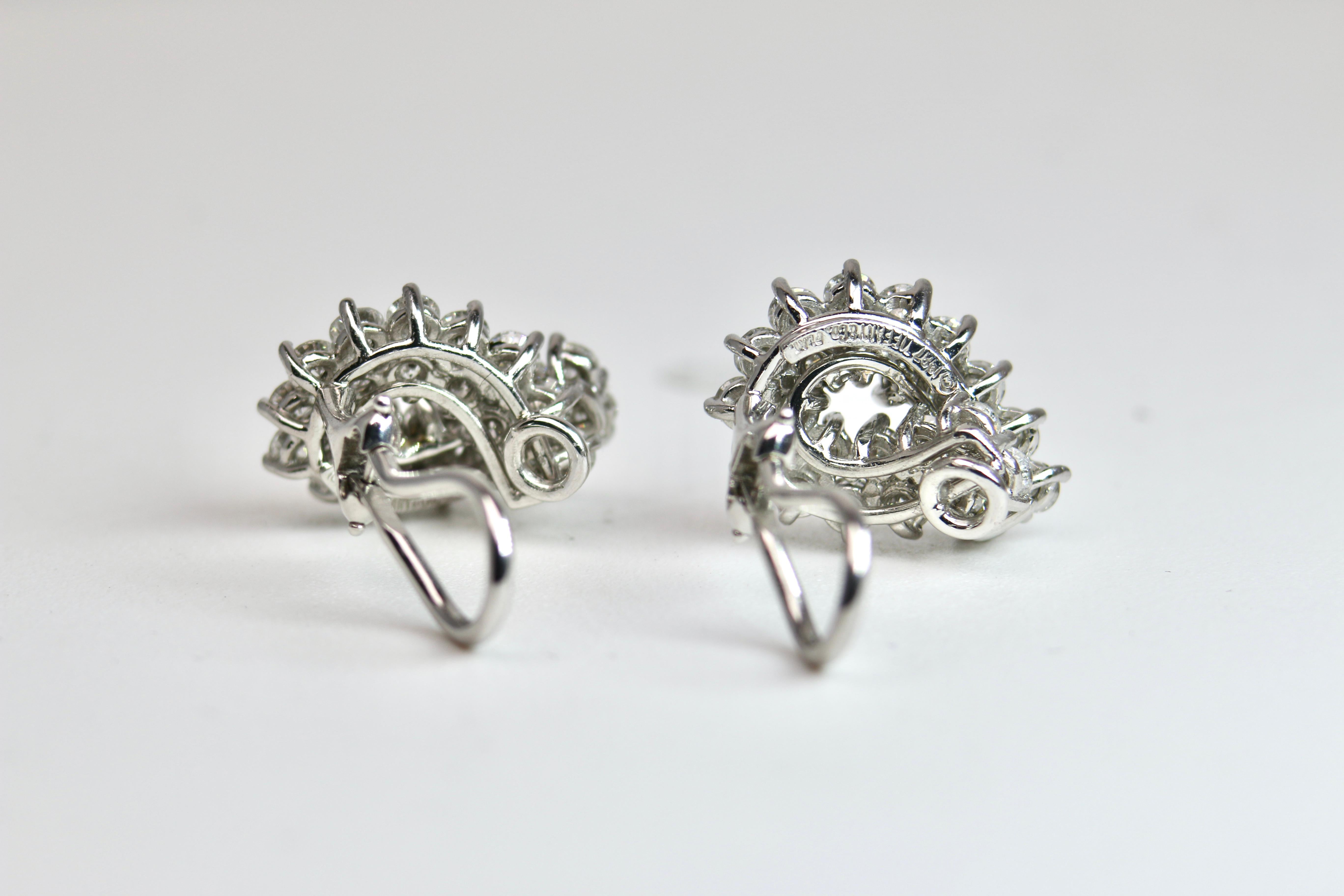 Tiffany and Co. Platinum Diamond Omega Clip Earrings For Sale 6