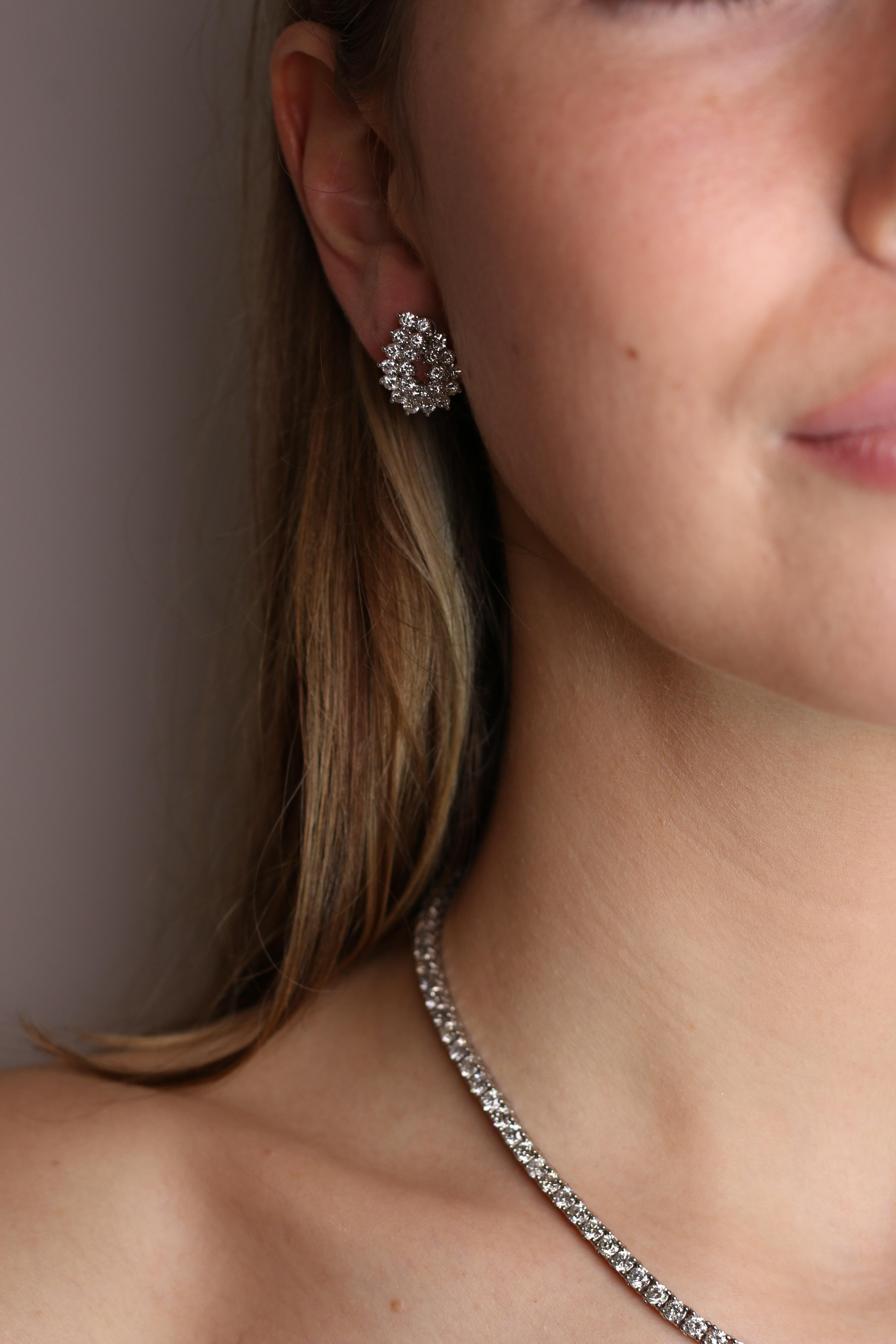 Women's Tiffany and Co. Platinum Diamond Omega Clip Earrings For Sale