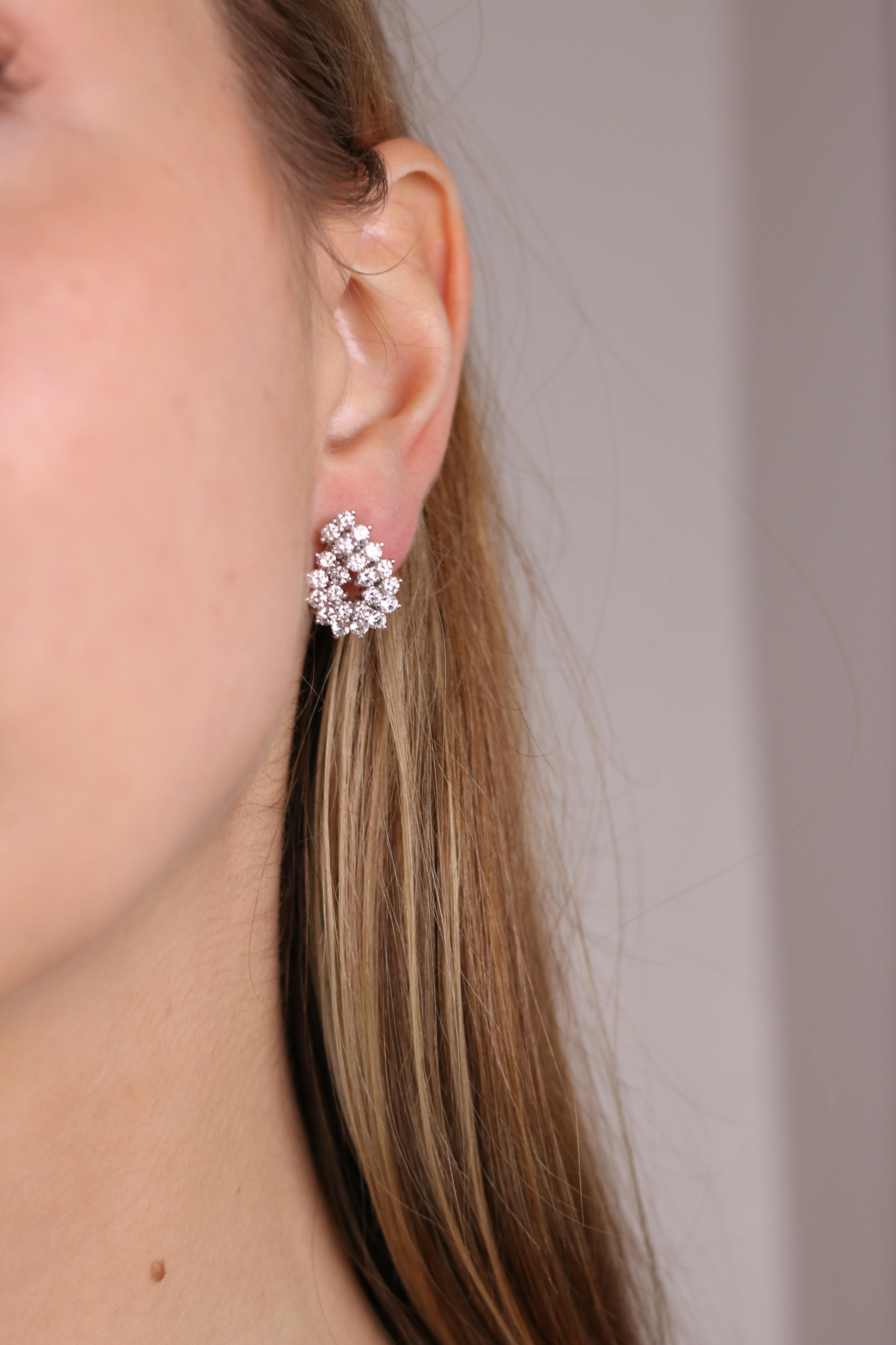Tiffany and Co. Platinum Diamond Omega Clip Earrings For Sale 1