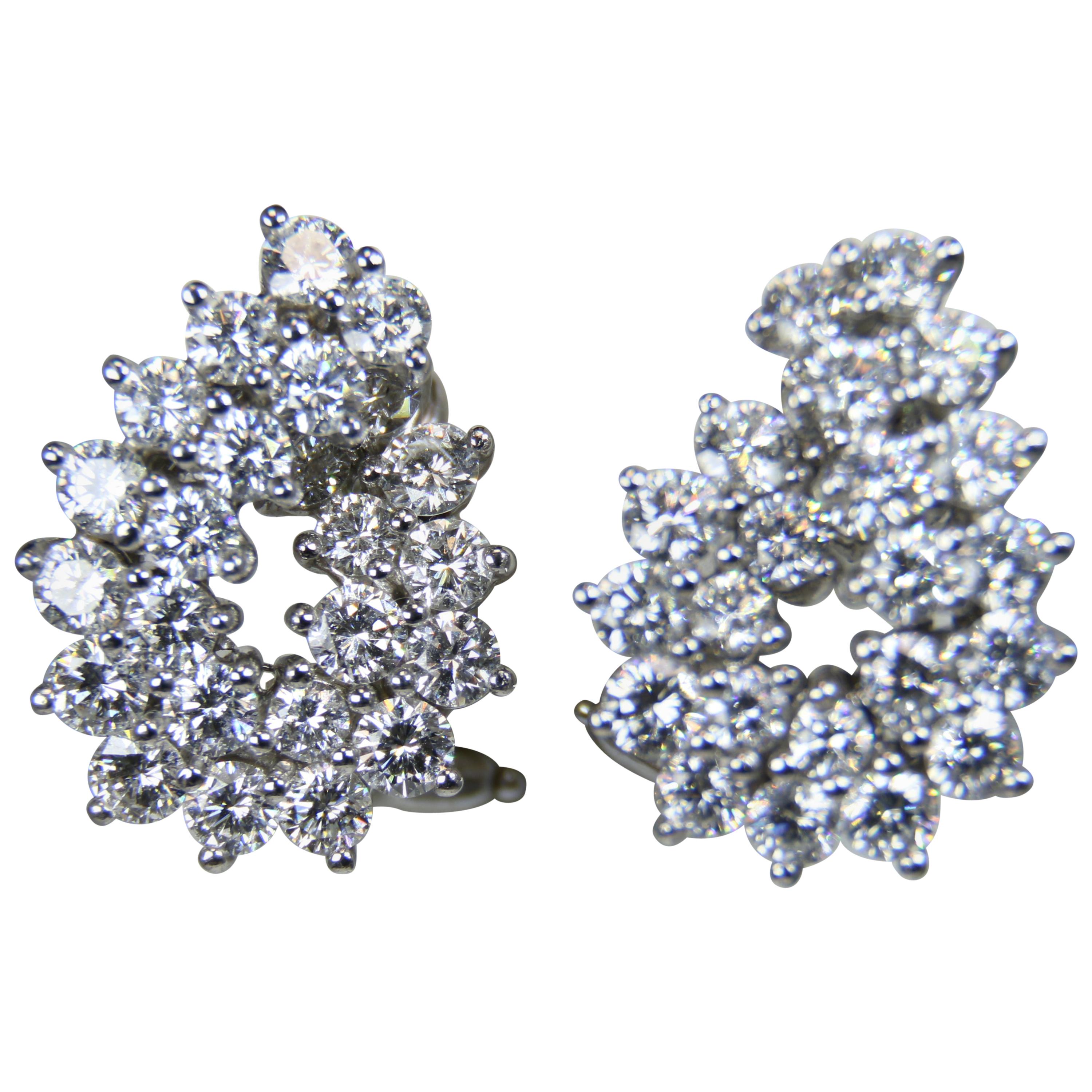 Tiffany and Co. Platinum Diamond Omega Clip Earrings