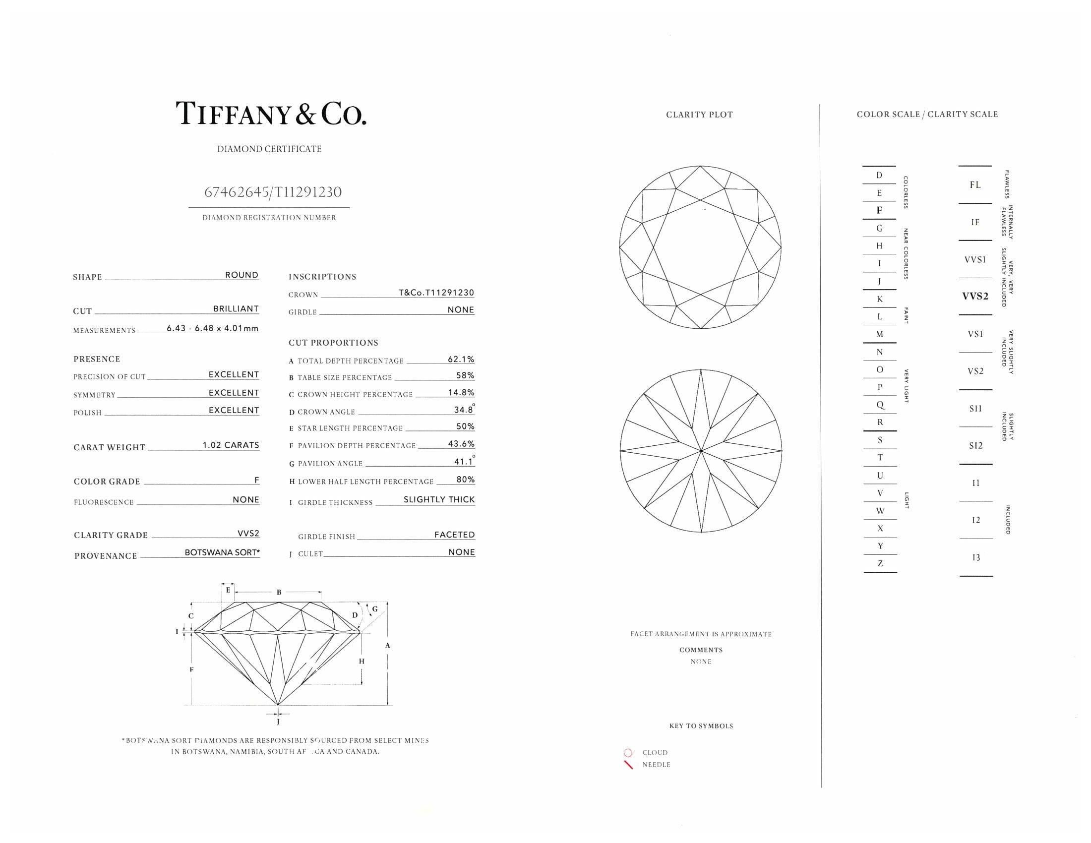 Women's Tiffany & Co. Platinum Diamond Pave Engagement Ring 1.39 Cts. Total FVVS2