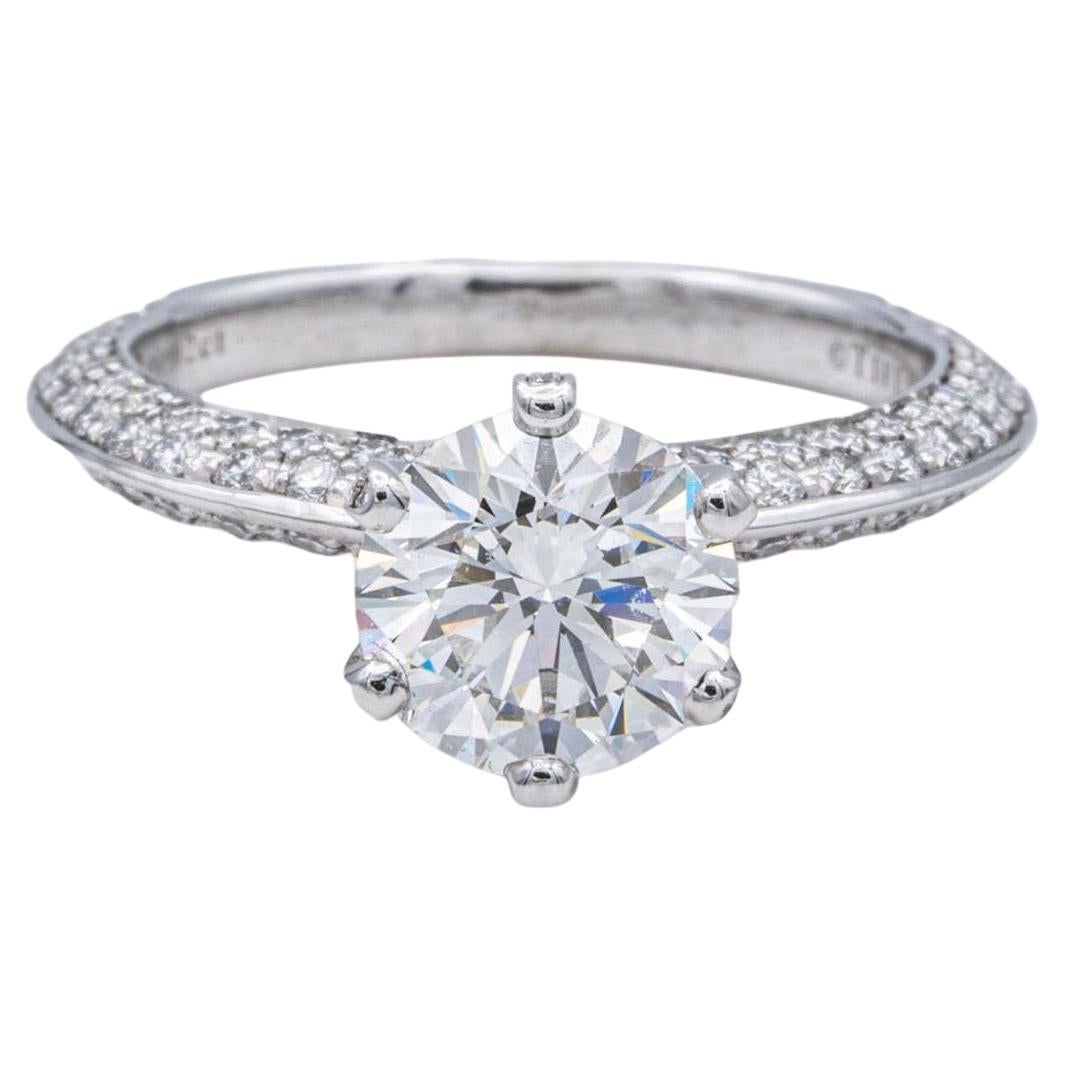 Tiffany & Co. Platinum Diamond Pave Engagement Ring 1.39 Cts. Total FVVS2