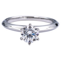 Tiffany & Co. Platinum Diamond Solitaire Engagement Ring .70ct Round IVS1