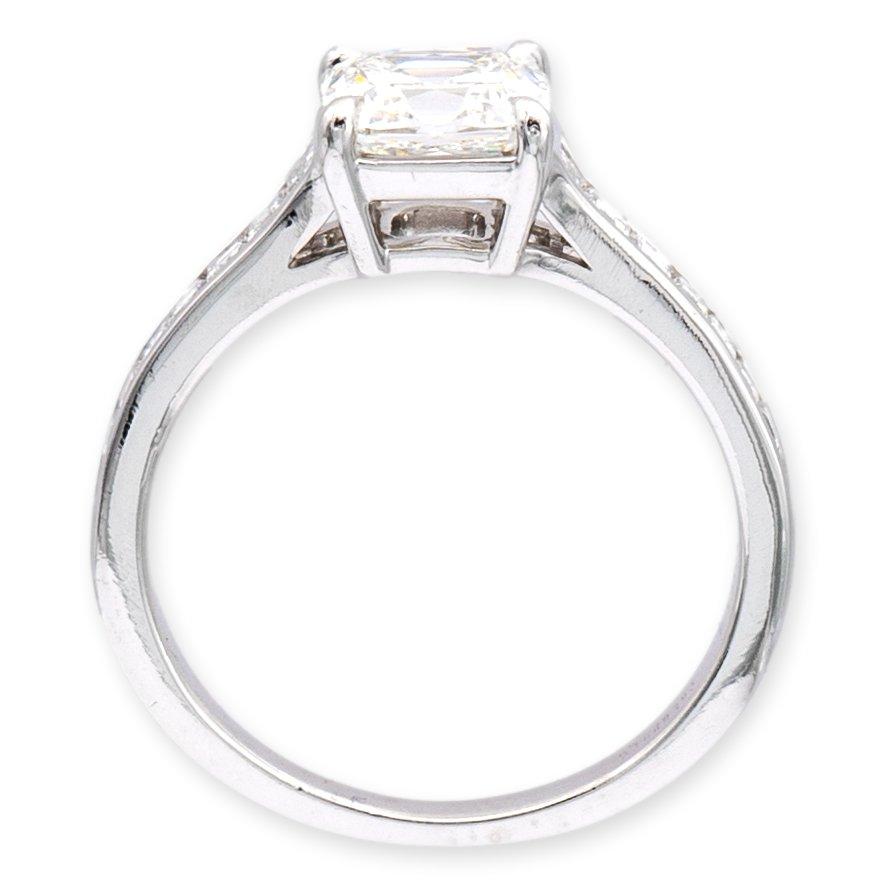 Modern Tiffany and Co. Platinum Legacy Cushion Diamond Engagement Ring 1.77cts Ttl HVVS
