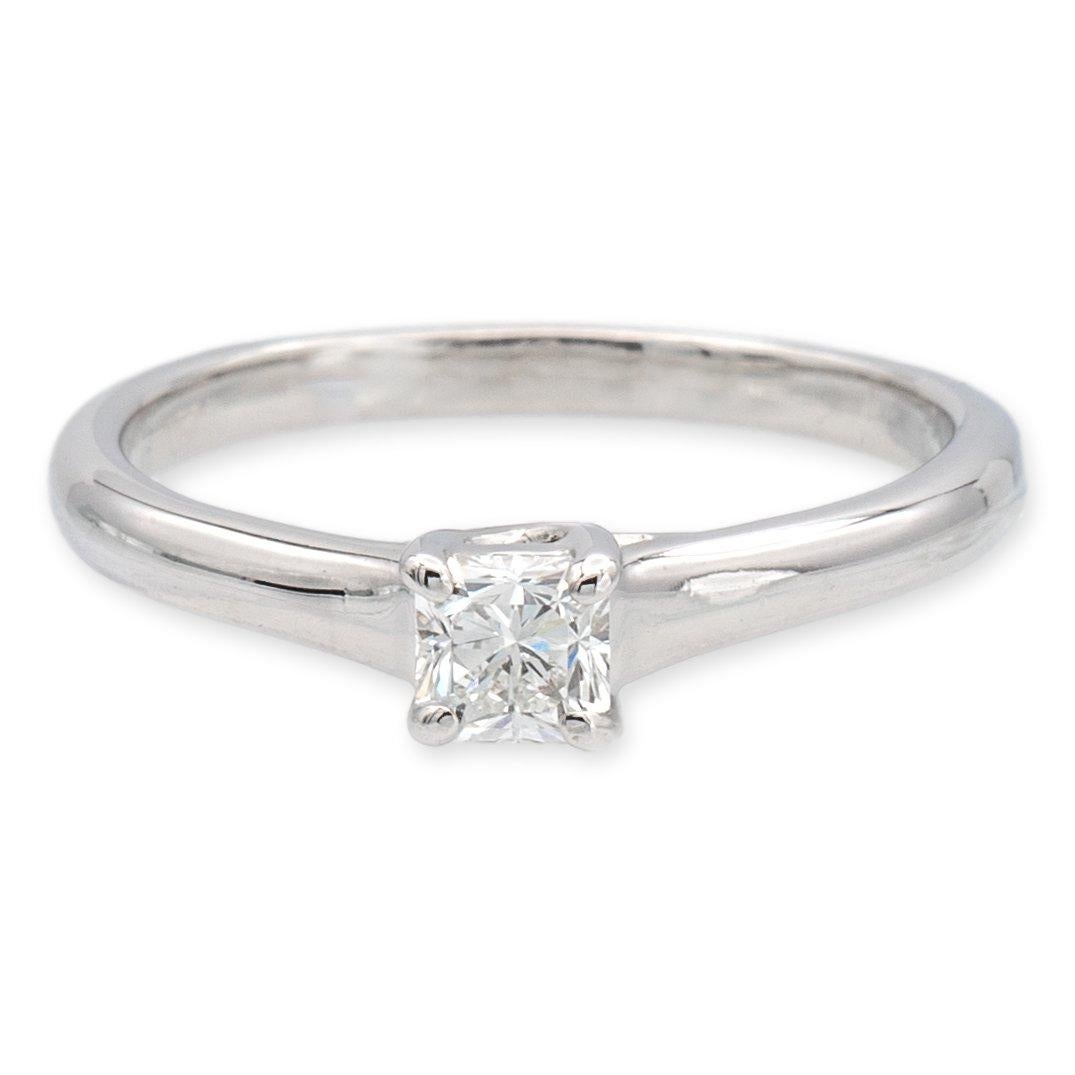 Square Cut Tiffany and Co. Platinum Lucida Diamond Engagement Ring .31ct IVVS2 w/Receipt
