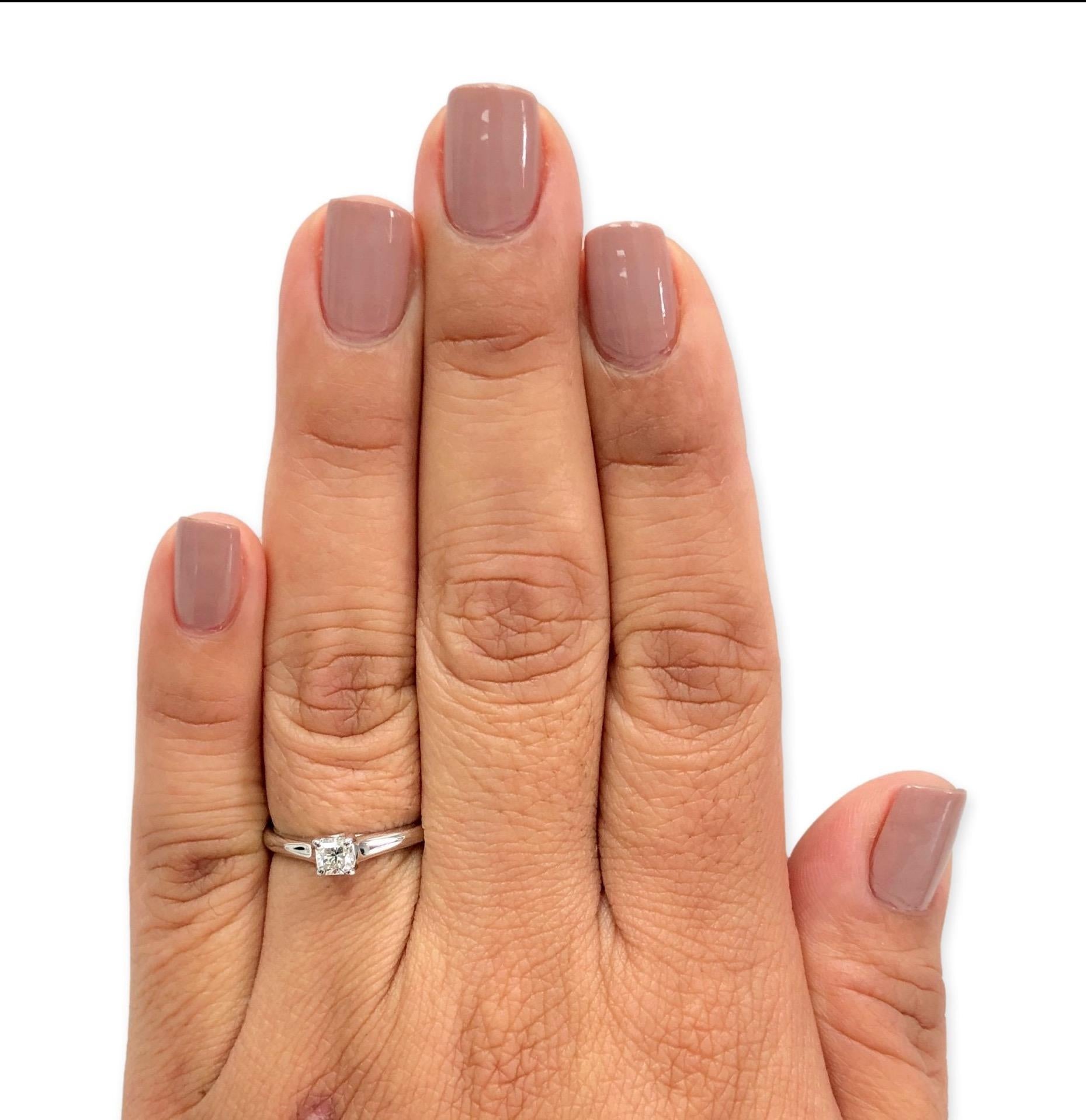 Tiffany and Co. Platinum Lucida Diamond Engagement Ring .31ct IVVS2 w/Receipt In Excellent Condition In New York, NY