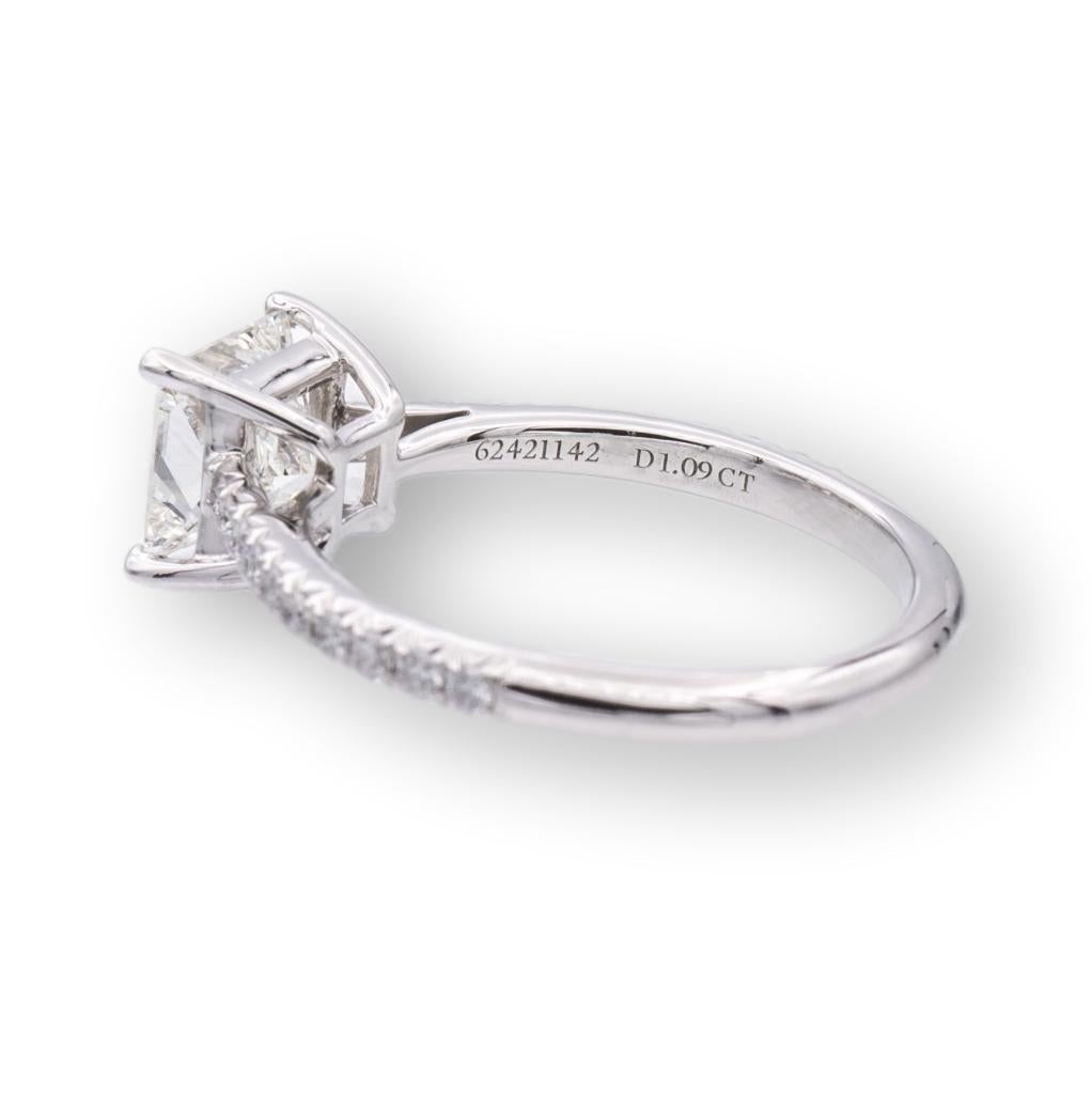 Tiffany and Co. Platinum Novo Princess Cut Diamond Engagement Ring 1.09ct HVVS2 In Excellent Condition In New York, NY