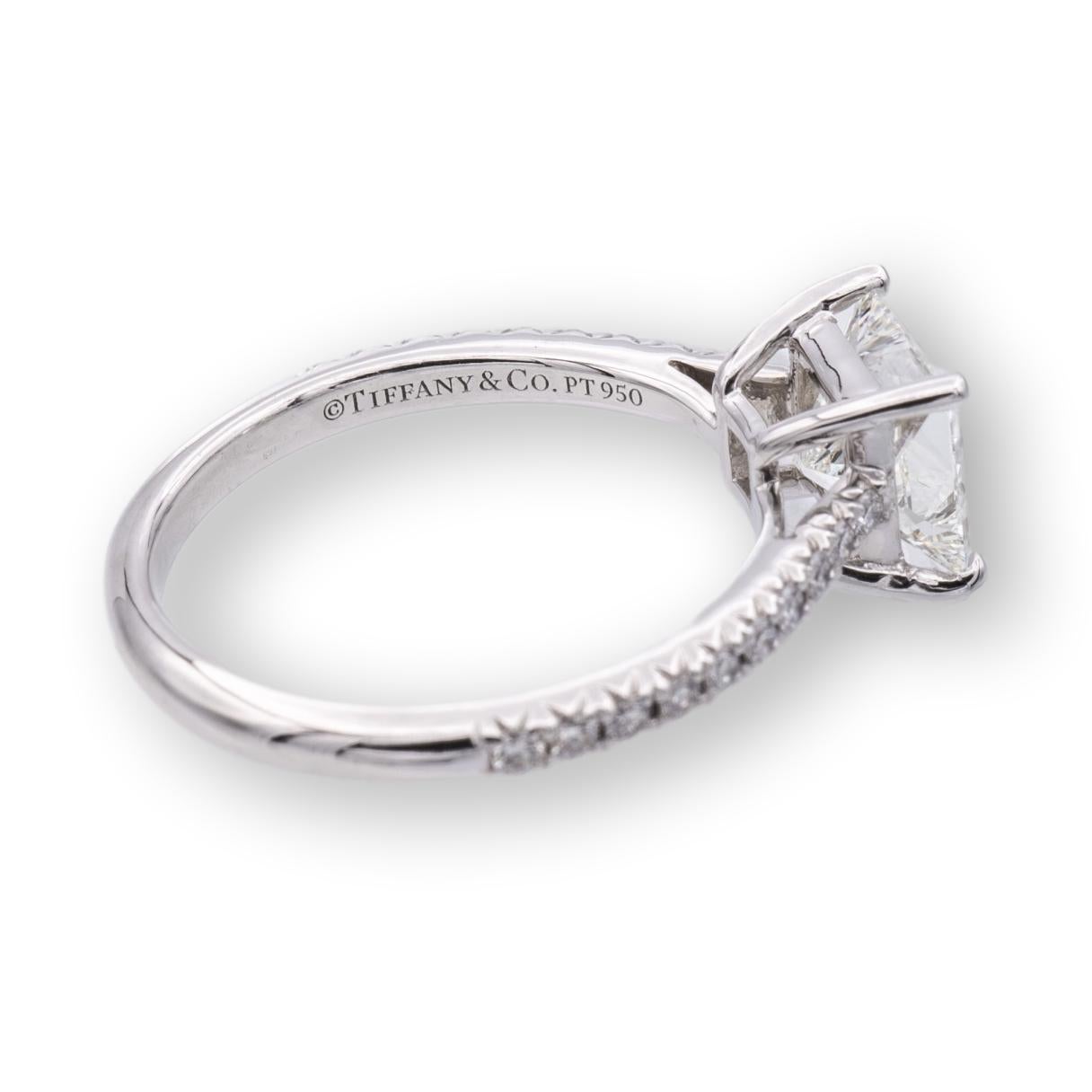 Modern Tiffany and Co. Platinum Novo Princess Cut Diamond Engagement Ring 1.09ct HVVS2 