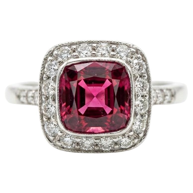 Tiffany and Co. Platin Pink Turmalin Diamant Cushion Cocktail Ring im Angebot