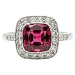 Tiffany and Co Platinum Pink Tourmaline Diamond Cushion Cocktail Ring