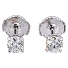 Tiffany and Co. Platinum Round 0.76Cts, Total Diamond JVVS1 Stud Earrings