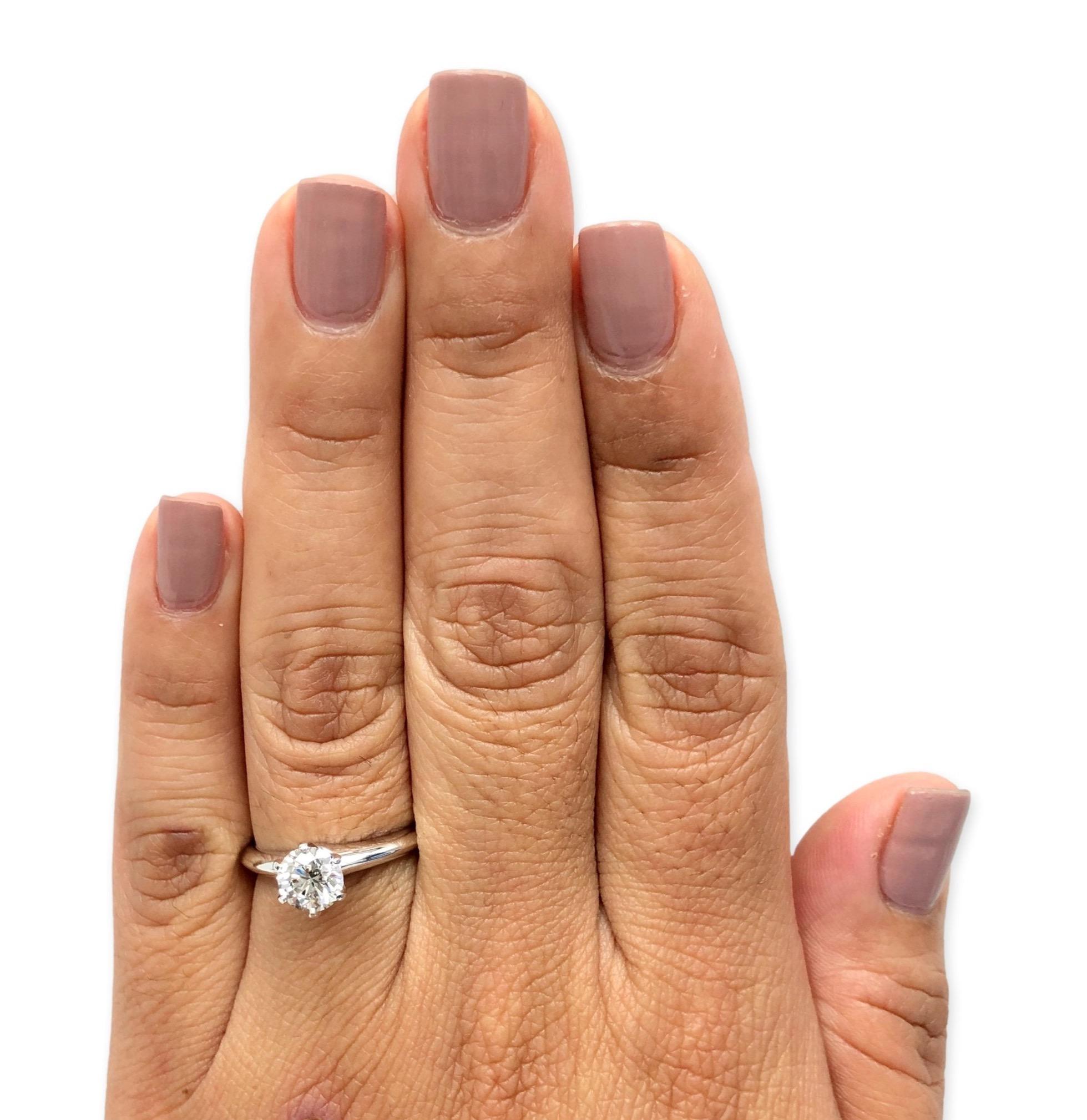 Round Cut Tiffany & Co. Platinum Solitaire Round Diamond Engagement Ring 1.03 GVS2