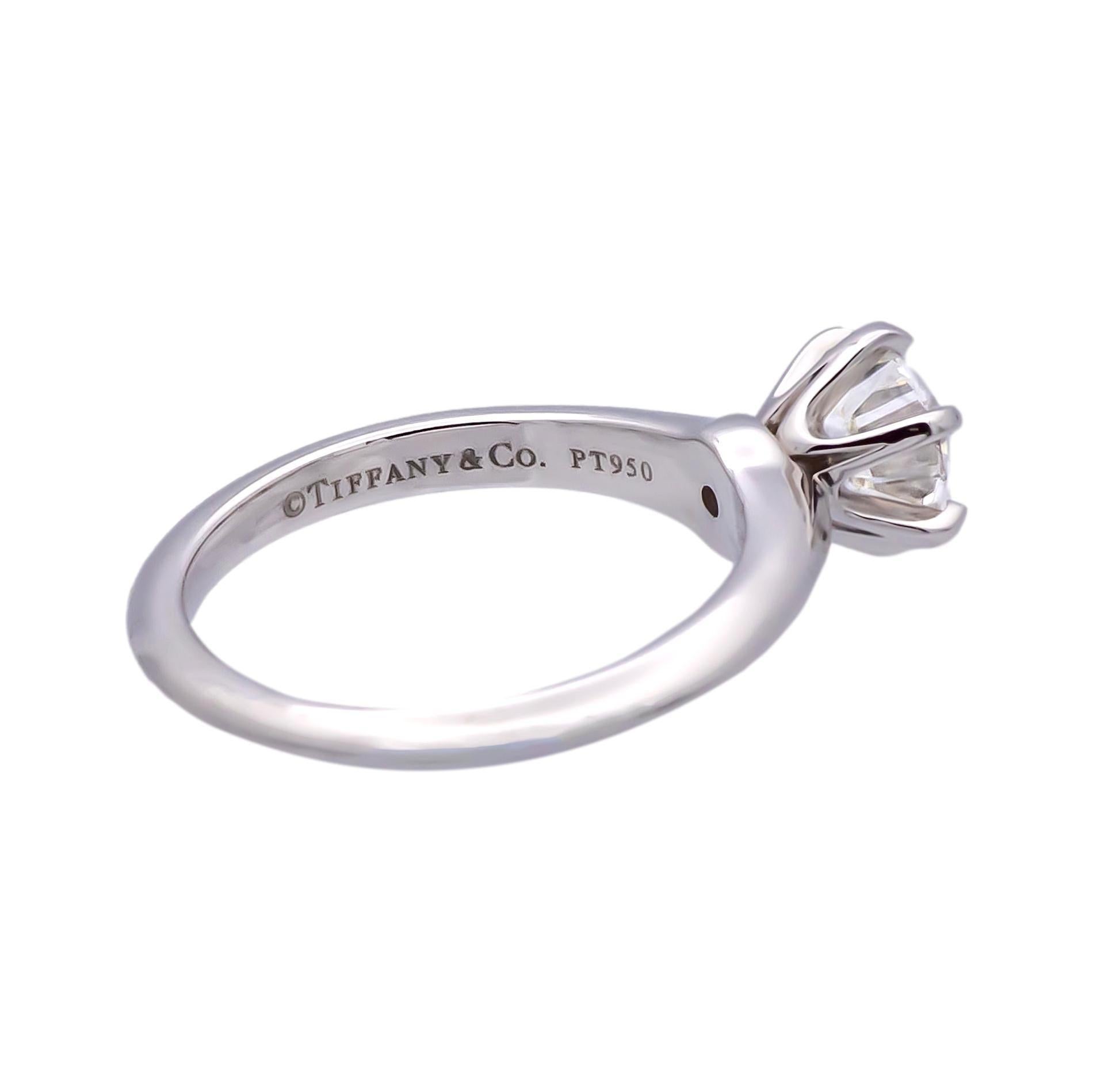 Tiffany und Co. Platin Solitär Runder Diamant Verlobungsring 1,05 FVS2 im Zustand „Hervorragend“ in New York, NY