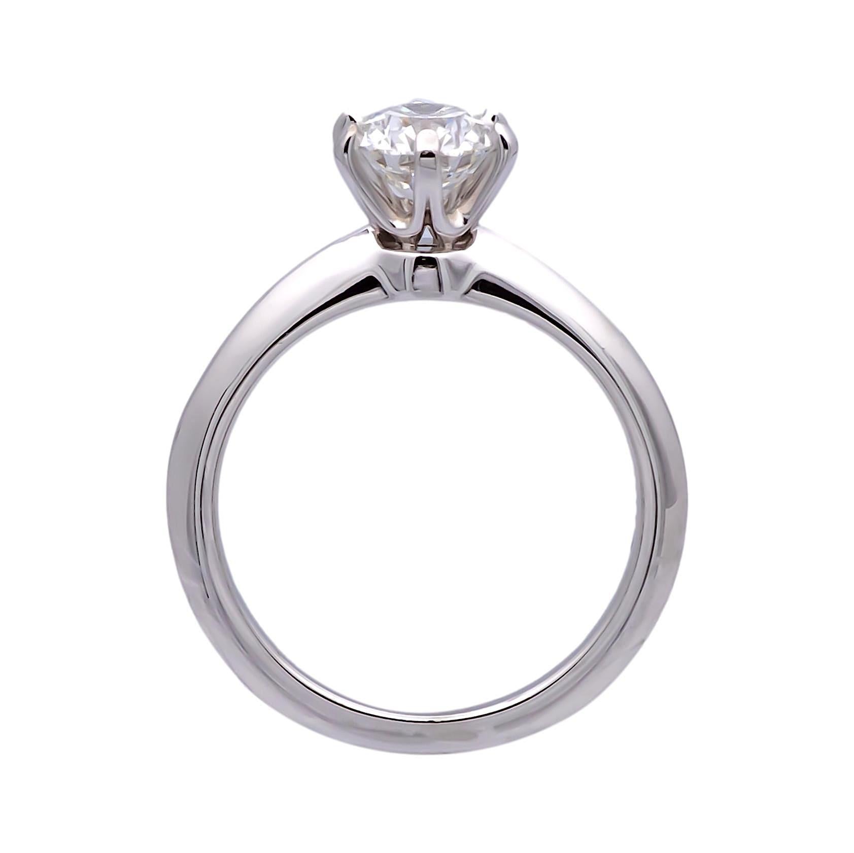 Tiffany und Co. Platin Solitär Runder Diamant Verlobungsring 1,05 FVS2 Damen