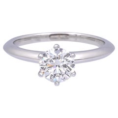 Tiffany and Co. Platinum Solitaire Round Diamond Engagement Ring 1.14ct GVS2