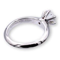 Tiffany and Co. Platinum Solitaire Round Diamond Engagement Ring 1.18 HVS2