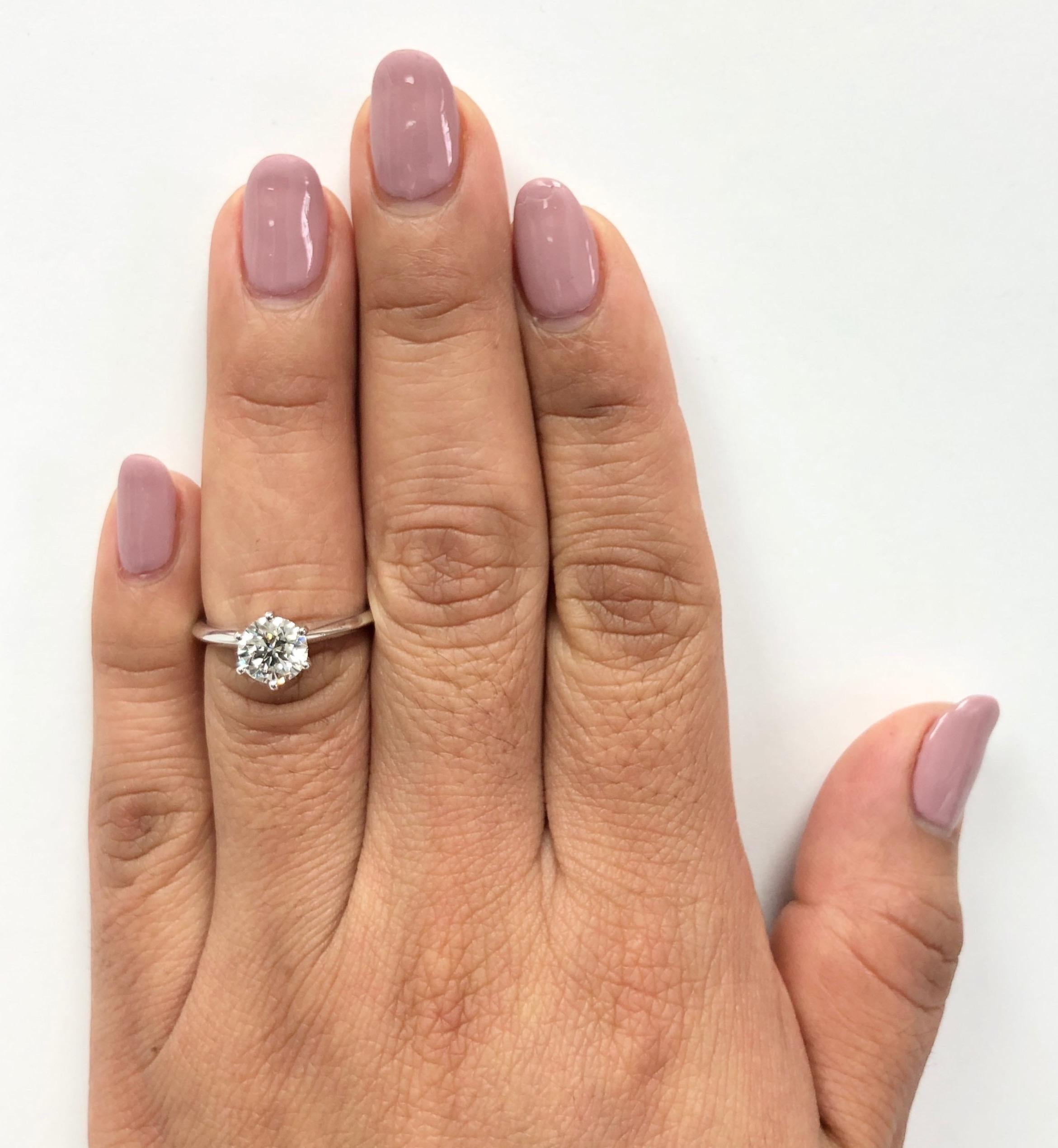 Tiffany & Co. Platinum Solitaire Round Diamond Engagement Ring 1.19 IVS1 4