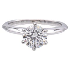 Tiffany & Co. Bague de fiançailles solitaire en platine avec diamant rond 1,19 IVS1