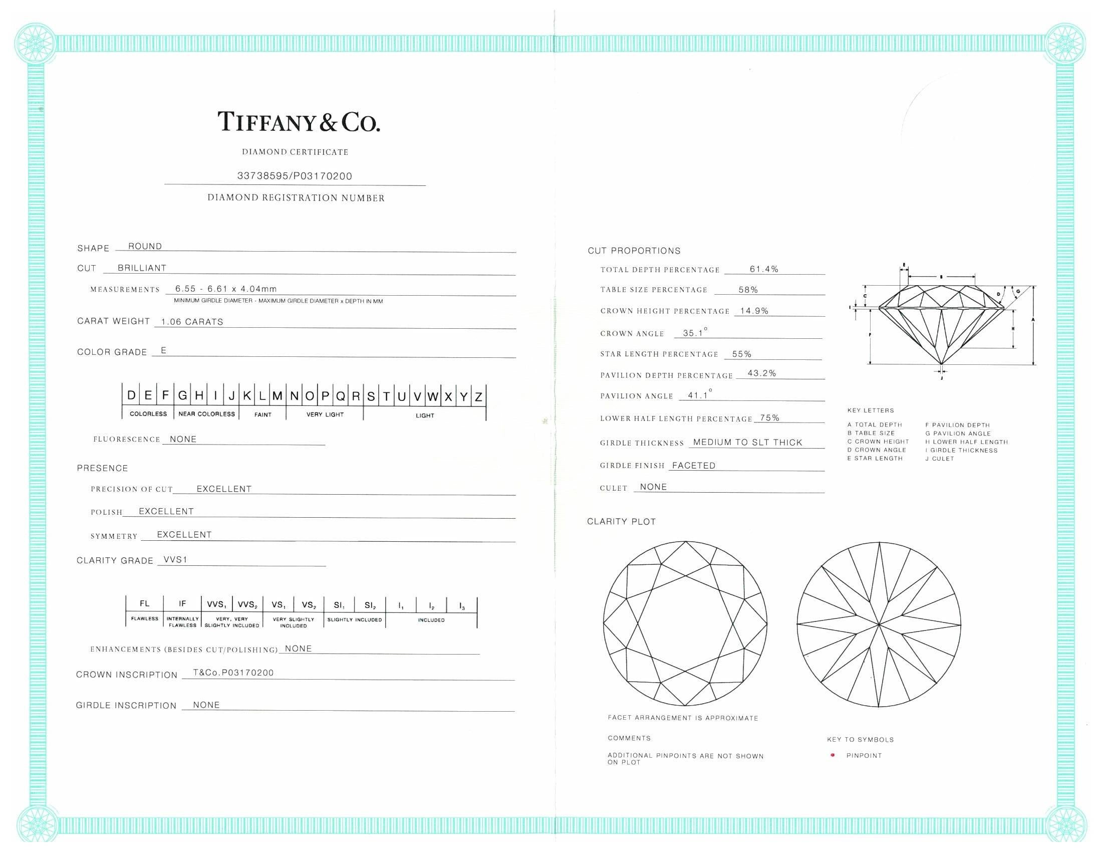 Tiffany and Co. Platinum Three-Stone Round Pear Shape Diamond Engagement Ring  2