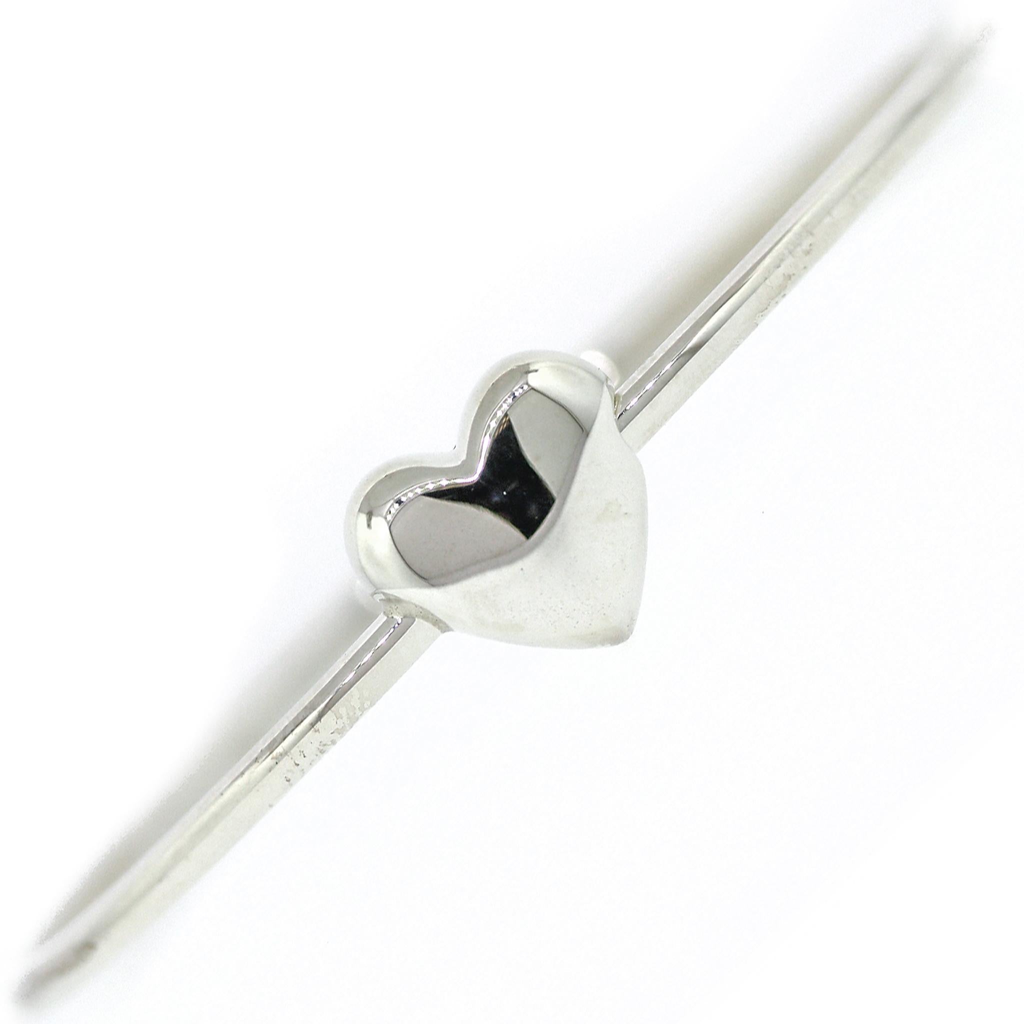 Tiffany and Co. Puffed Heart Sterling Silver Wire Bangle Bracelet 6