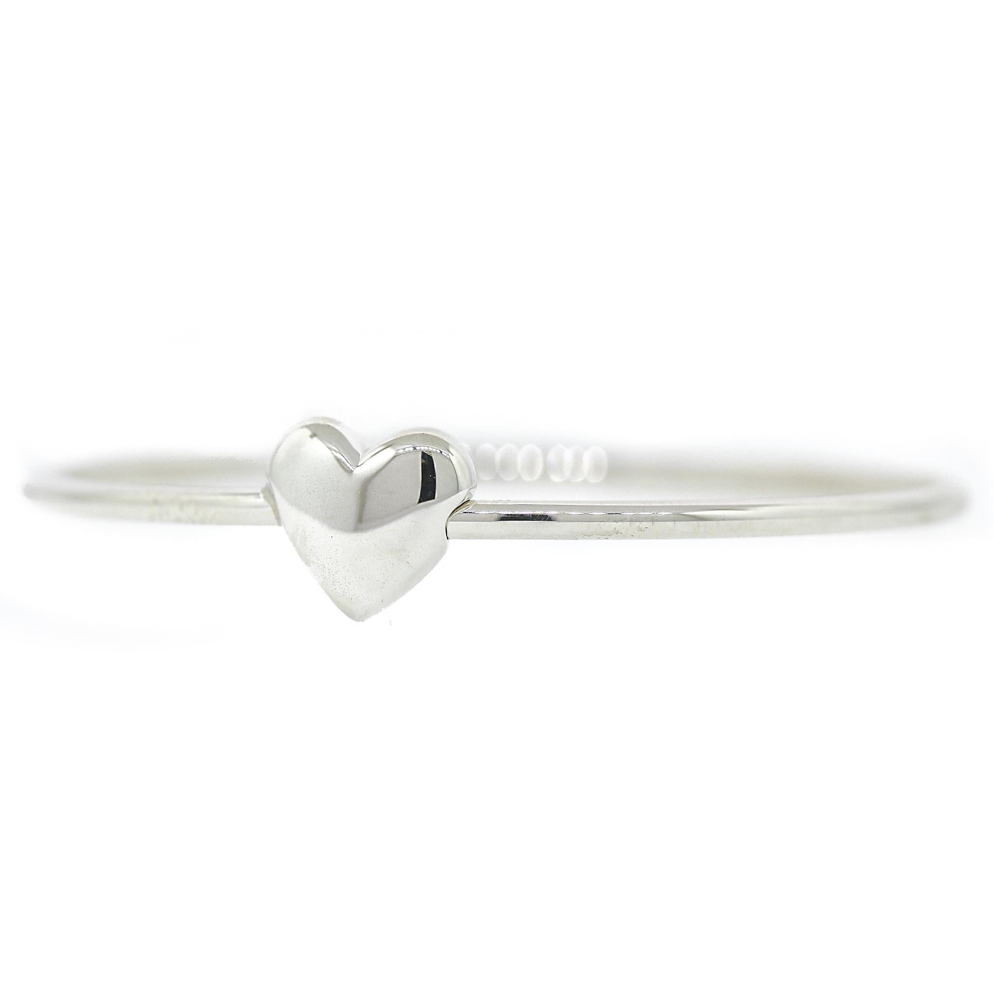 Tiffany and Co. Puffed Heart Sterling Silver Wire Bangle Bracelet 5