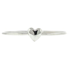 Tiffany and Co. Puffed Heart Sterling Silver Wire Bangle Bracelet