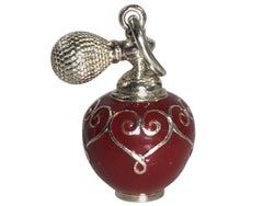 Tiffany and Co. Rare Sterling Silver Red Enamel Perfume Bottle Charm or Pendent