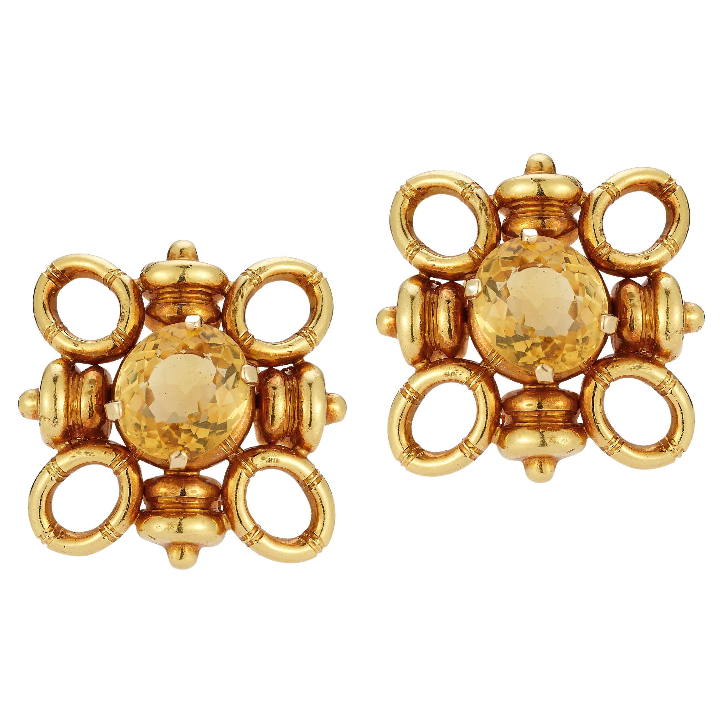 Tiffany and Co Retro Citrine Earrings For Sale