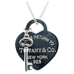 Used Tiffany and Co Return to Tiffany Heart Tag Necklace with Key