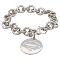 Tiffany and Co Return to Tiffany Sterling Silver Round Tag Link Bracelet