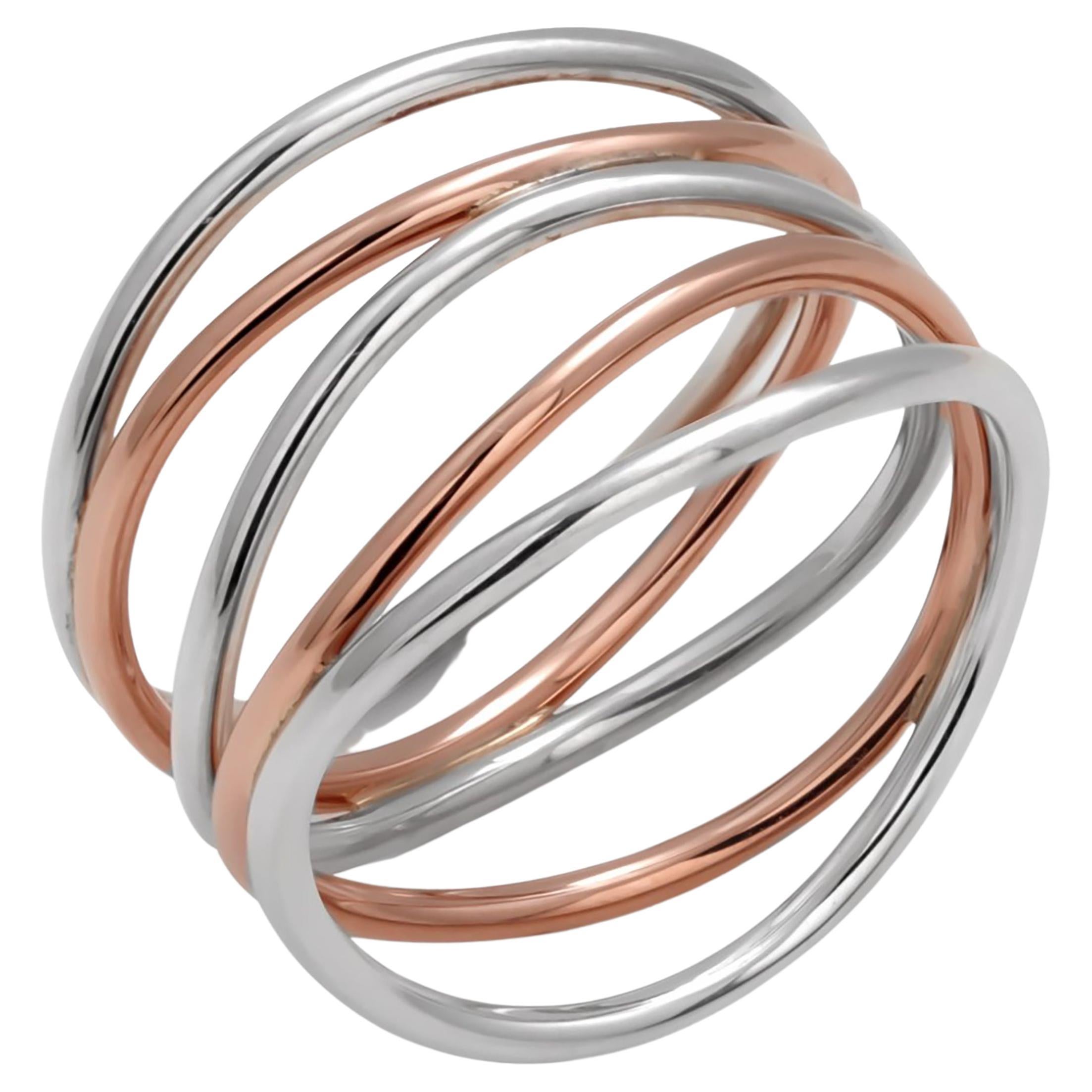 Tiffany and Co. Rose Gold and Sterling Silver Elsa Peretti Five Wave Ring  For Sale at 1stDibs