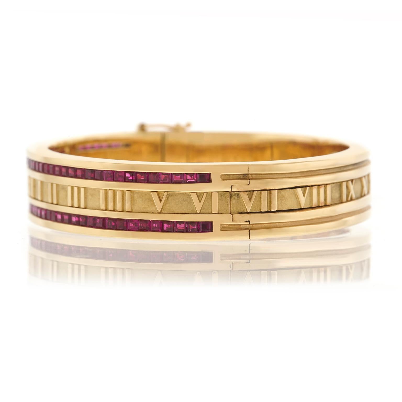 Tiffany & Co. Ruby-Set Gold Atlas Bracelet In Excellent Condition In Litchfield, CT