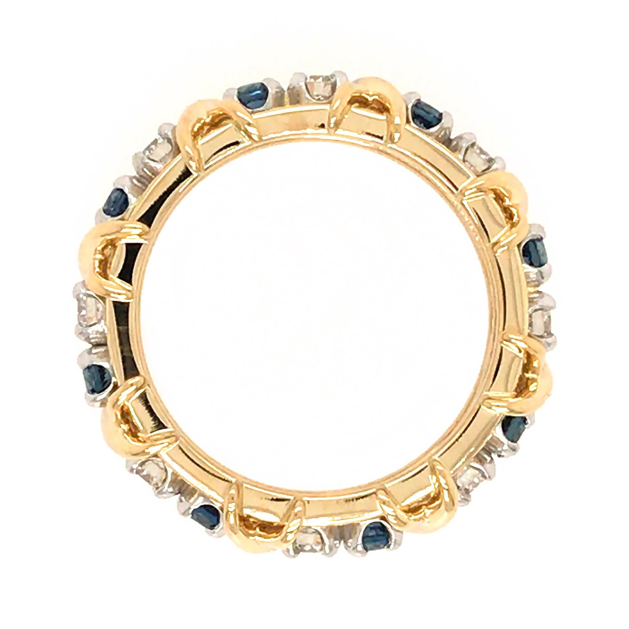 Tiffany und Co. Schlumberger Eternity-Ring mit Diamant und Saphir im Zustand „Hervorragend“ in New York, NY
