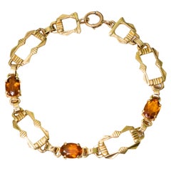 Tiffany & Co. Signed Citrine Mounted 14K Gold, Weinman Brothers Bracelet 