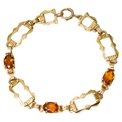 Tiffany & Co. Signed Citrine Mounted 14K Gold, Weinman Brothers Bracelet