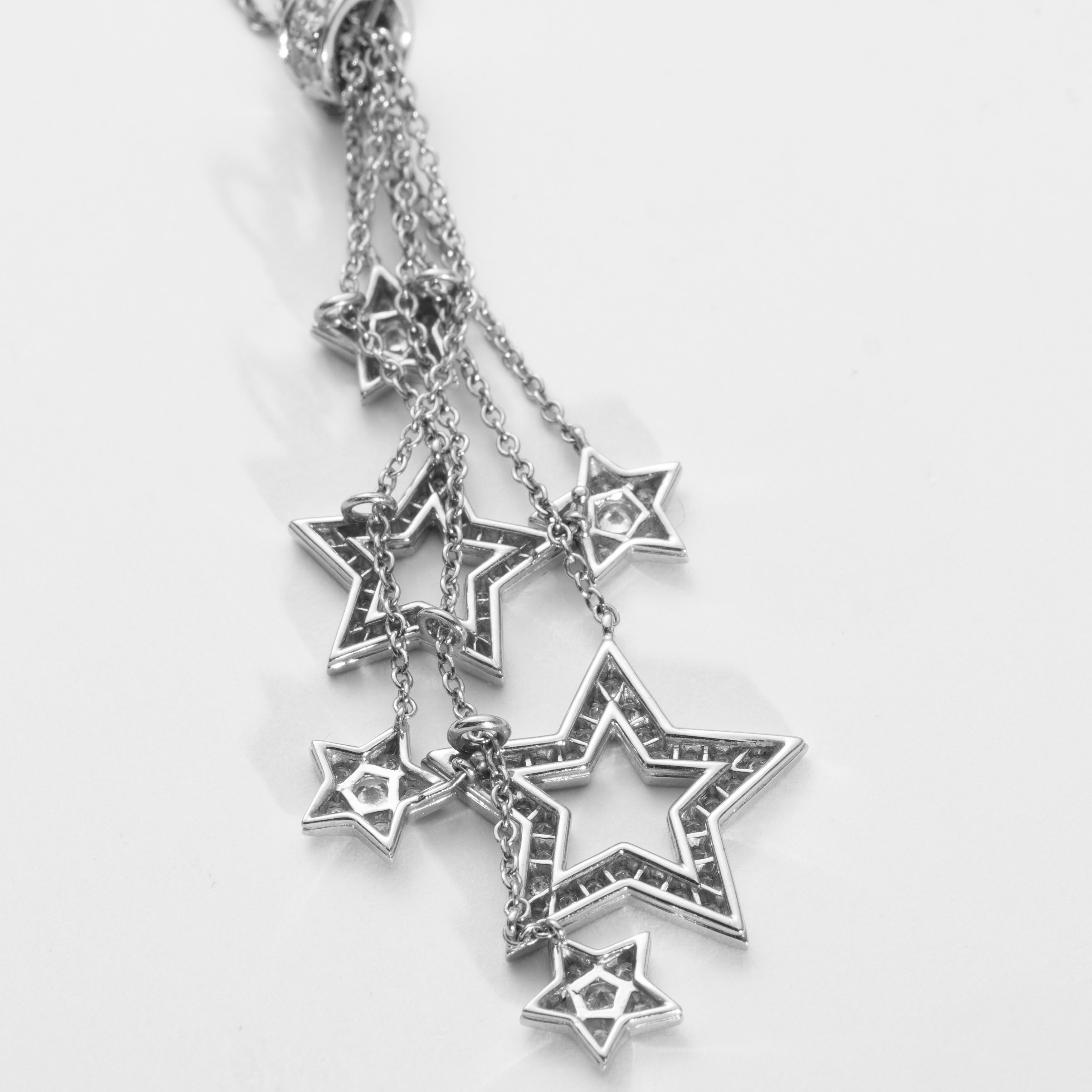 Tiffany & Co. Signed Multi Strand Platinum and Diamond Necklace In Good Condition In Kingston, NY