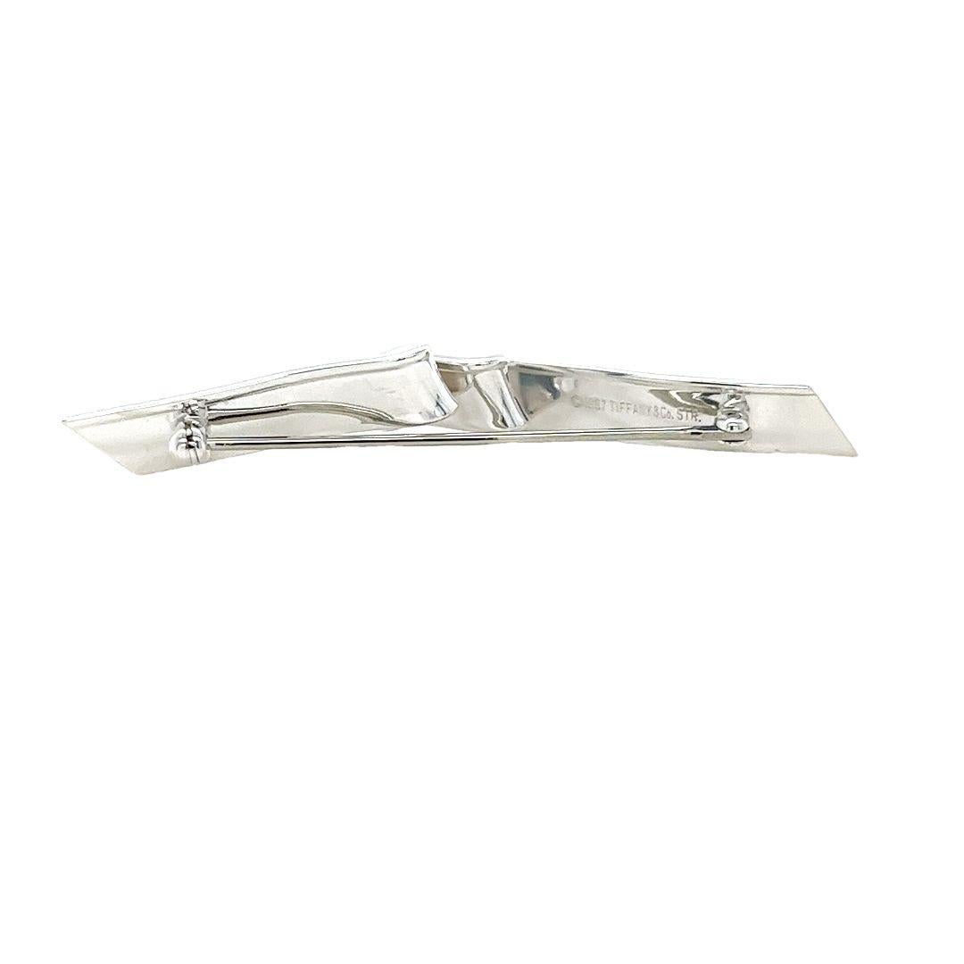 Women's or Men's Tiffany and Co Silver Ribbon Pin For Sale