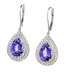 Tiffany & Co. Soleste Tanzanite Earrings in Platinum Dangle Double Halo