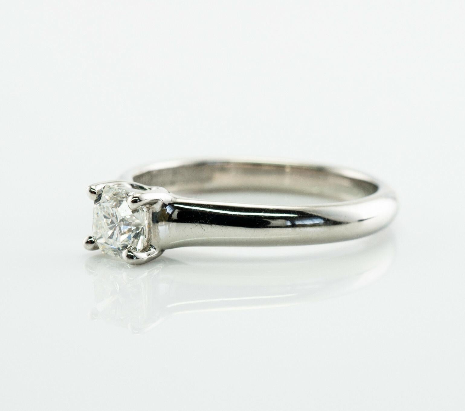 Princess Cut Tiffany and Co Solitaire Diamond Ring Platinum Lucida .44ct 